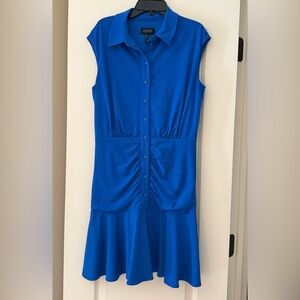 Adrianna Papell Cobalt Blue Sleeveless Button-Front Midi Dress